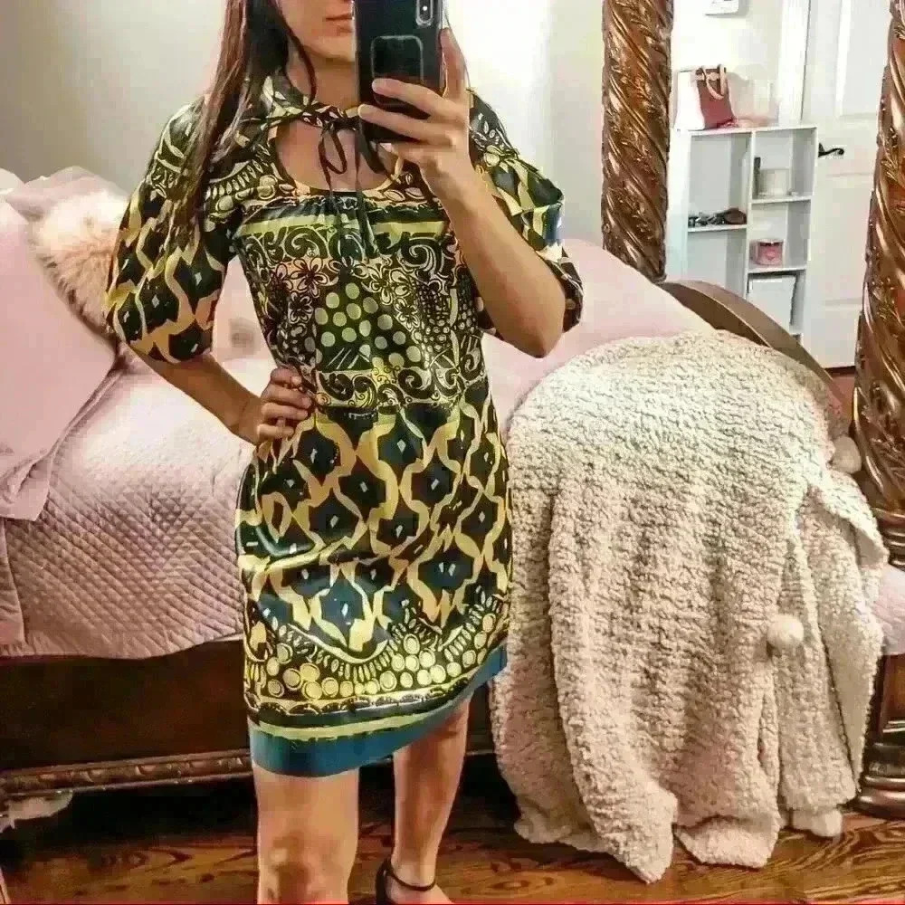 Just Sweet Multi Patterned Silk Dress